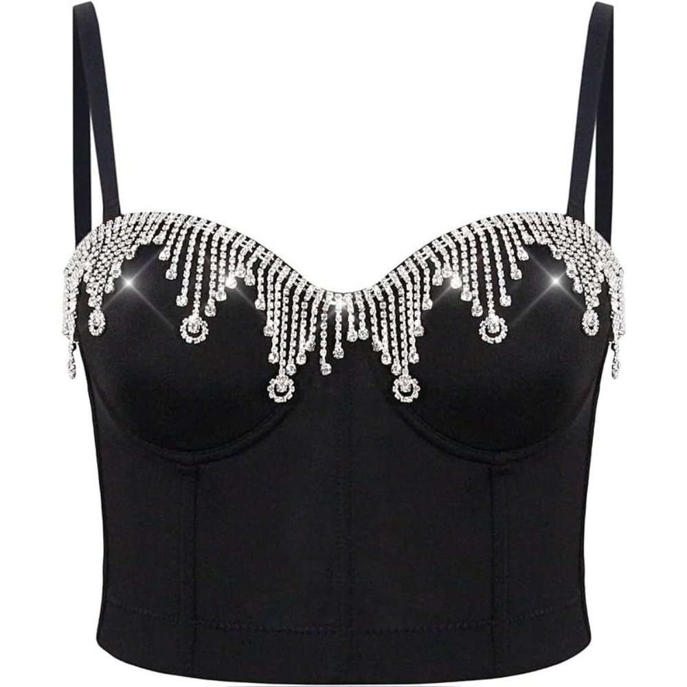 NWT Sparkling Bling Swarovski Crystal Rhinestone Pink Jacket Bustier Cow… - Picture 13 of 16